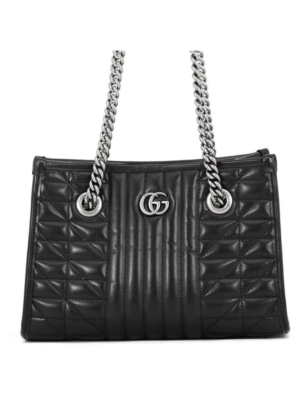 Gucci Tote GG Marmont Chain Leather Black